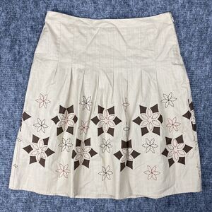 LOFT Skirt‎ Womens 8 Beige Pleated Lightweight Lined Cottagecore Casual Hippie